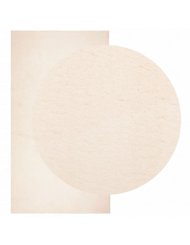 Tappeto a Pelo Corto HUARTE Morbido e Lavabile Beige 60x110 cm