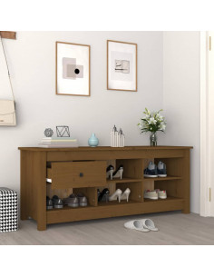 Scarpiera Miele 110x38x45,5 cm in Legno Massello di Pino