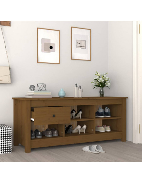 Scarpiera Miele 110x38x45,5 cm in Legno Massello di Pino