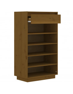 Scarpiera Miele 60x34x105 cm in Legno Massello di Pino