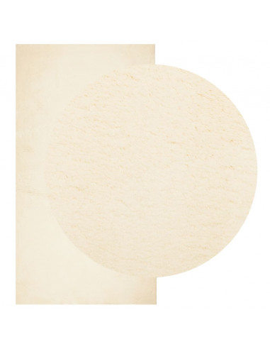 Tappeto a Pelo Corto HUARTE Morbido e Lavabile Crema 60x110 cm