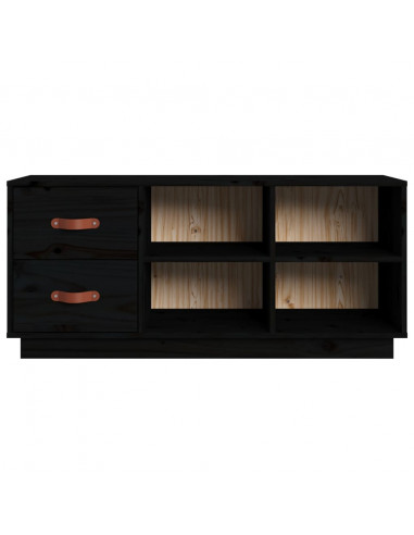 Scarpiera Nera 100x34x45 cm in Legno Massello di Pino