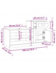 Scarpiera Nera 100x42x60 cm in Legno Multistrato