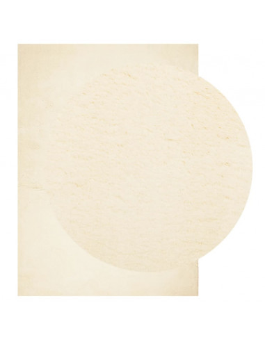 Tappeto a Pelo Corto HUARTE Morbido e Lavabile Crema 240x340 cm