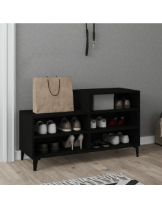 Scarpiera Nera 102x36x60 cm in Legno Multistrato