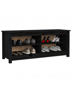 Scarpiera Nera 110x38x45,5 cm in Legno Massello di Pino