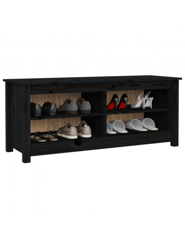 Scarpiera Nera 110x38x45,5 cm in Legno Massello di Pino