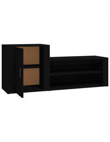 Scarpiera Nera 130x35x54 cm in Legno Multistrato