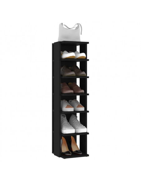 Scarpiera Nera 27,5x27x102 cm in Legno Multistrato