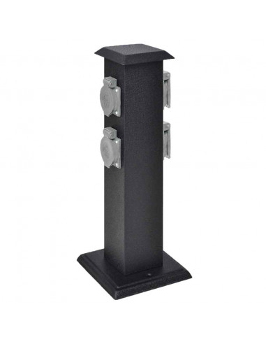 Presa Elettrica da Giardino con Pilastro Nero
