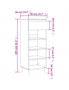 Scarpiera Nera 40x36x105 cm in Legno Multistrato