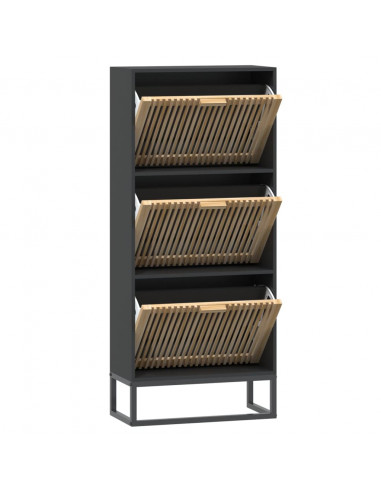 Scarpiera Nera 52x25x120 cm in Legno Multistrato
