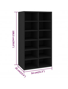 Scarpiera Nera 54x34x100,5 cm in Legno Multistrato