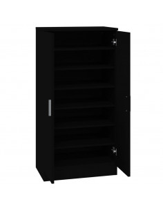 Scarpiera Nera 55x35x108 cm in Legno Multistrato