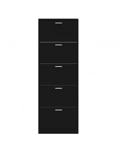Scarpiera Nera 59x17x169 cm in Legno Multistrato