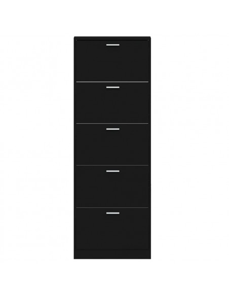 Scarpiera Nera 59x17x169 cm in Legno Multistrato