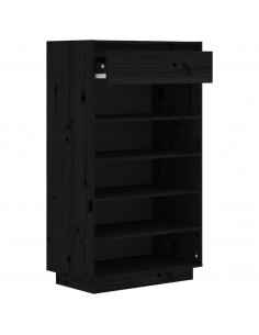 Scarpiera Nera 60x34x105 cm in Legno Massello di Pino