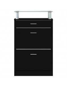 Scarpiera Nera 63x24x104 cm in Legno Multistrato