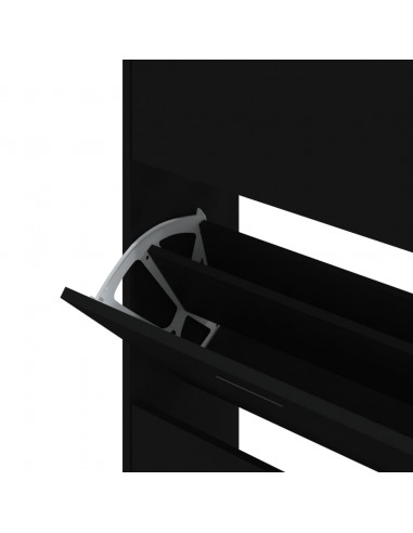 Scarpiera Nera 63x24x147 cm in Legno Multistrato