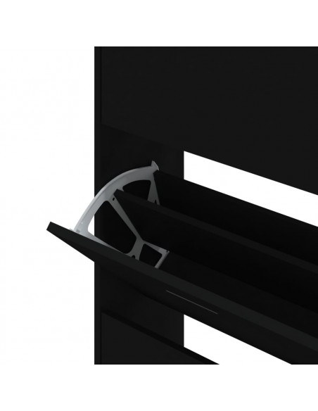 Scarpiera Nera 63x24x147 cm in Legno Multistrato