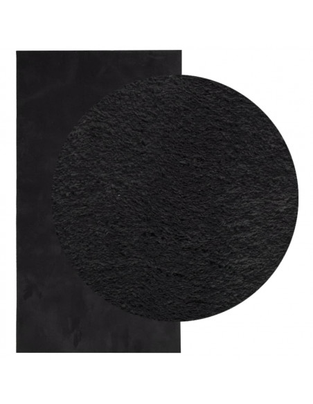 Tappeto a Pelo Corto HUARTE Morbido e Lavabile Nero 80x150 cm