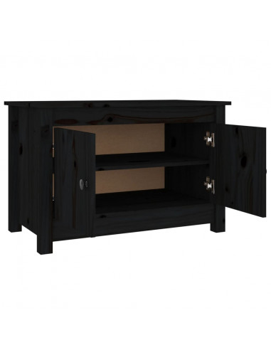 Scarpiera Nera 70x38x45,5 cm in Legno Massello di Pino