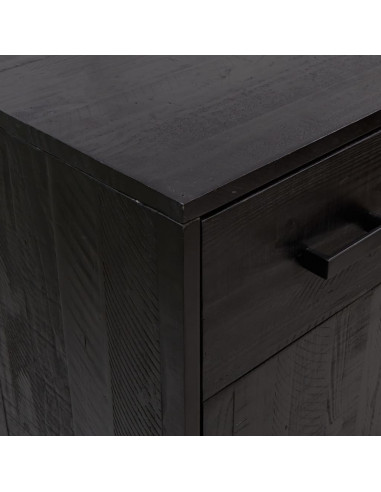 Scarpiera Nera 75x40x110 cm in Legno Massello di Pino