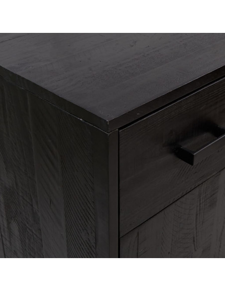 Scarpiera Nera 75x40x110 cm in Legno Massello di Pino