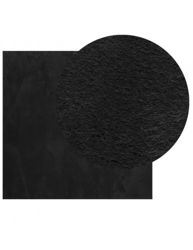 Tappeto a Pelo Corto HUARTE Morbido e Lavabile Nero 160x160cm