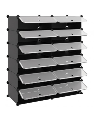 Scarpiera Nera 94,5x36,5x106 cm in PP
