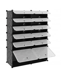 Scarpiera Nera 94x37x125 cm in PP