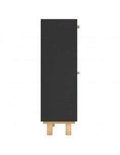 Scarpiera Nero 52x25x80cm Legno Multistrato e Rattan Naturale