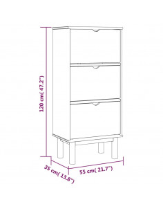 Scarpiera OTTA con 3 Cassetti Marrone e Bianco in Legno di Pino