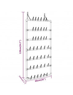 Scarpiera Pensile Argento 66x13x139 cm