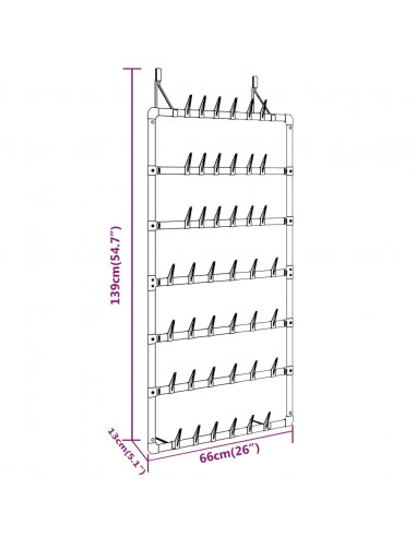 Scarpiera Pensile Argento 66x13x139 cm