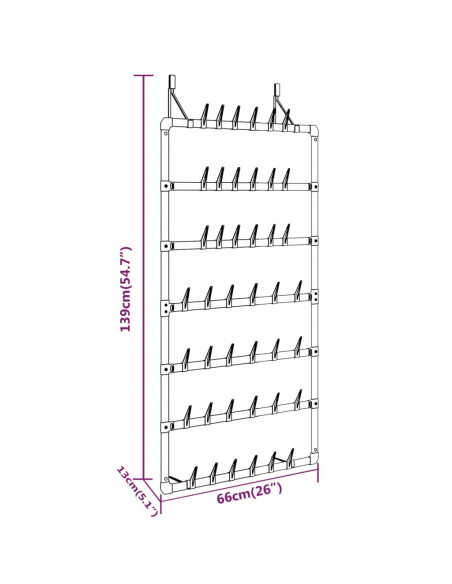Scarpiera Pensile Argento 66x13x139 cm