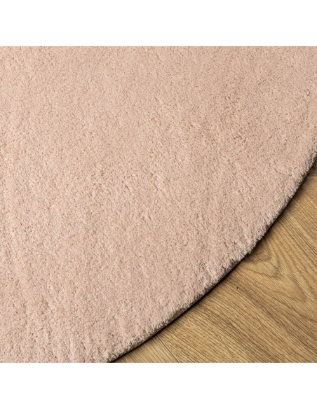 Tappeto a Pelo Corto HUARTE Morbido e Lavabile Rosato Ø 100 cm