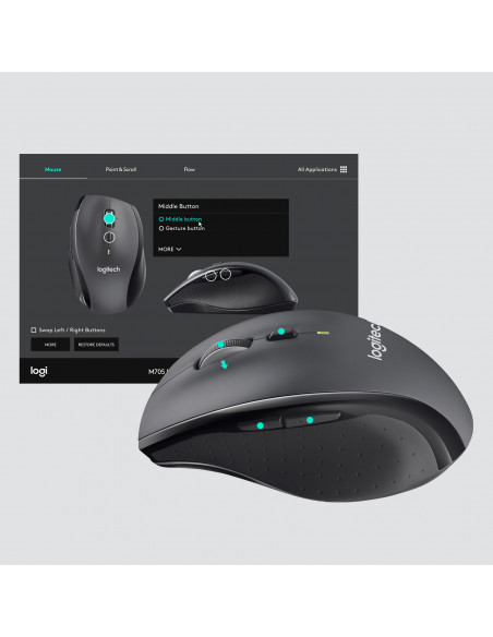 Logitech Customizable M705 mouse Ufficio Mano destra RF Wireless Ottico 1000 DPI
