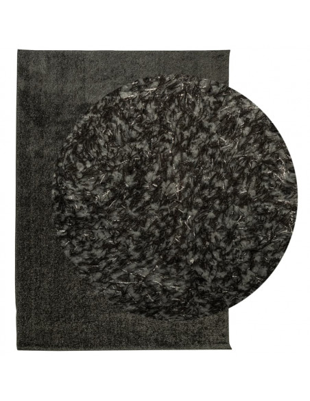 Tappeto a Pelo Lucido Lungo ISTAN Effetto Antracite 240x340 cm