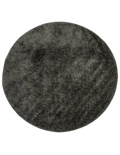 Tappeto a Pelo Lucido Lungo ISTAN Effetto Antracite Ø 80 cm