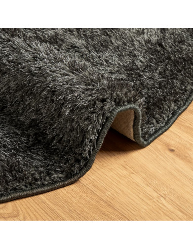 Tappeto a Pelo Lucido Lungo ISTAN Effetto Antracite Ø 80 cm