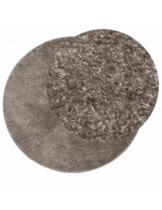 Tappeto a Pelo Lucido Lungo ISTAN Effetto Grigio Ø 160 cm 2