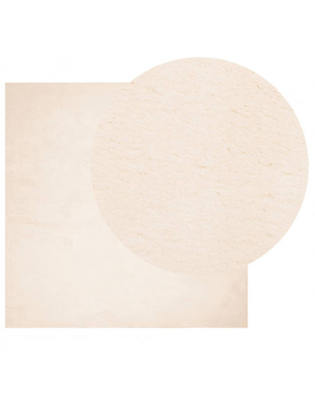 Tappeto a Pelo Corto HUARTE Morbido e Lavabile Beige 160x160 cm