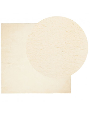 Tappeto a Pelo Corto HUARTE Morbido e Lavabile Crema 120x120 cm