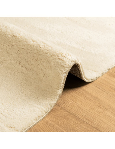 Tappeto a Pelo Corto HUARTE Morbido e Lavabile Crema 120x120 cm