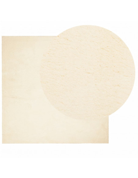 Tappeto a Pelo Corto HUARTE Morbido e Lavabile Crema 160x160 cm