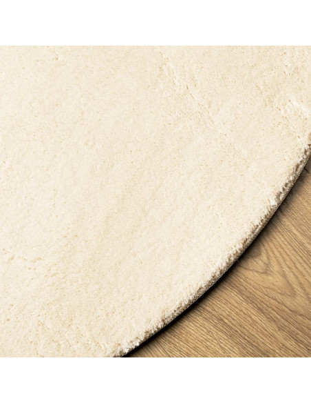 Tappeto a Pelo Corto HUARTE Morbido e Lavabile Crema Ø 160 cm