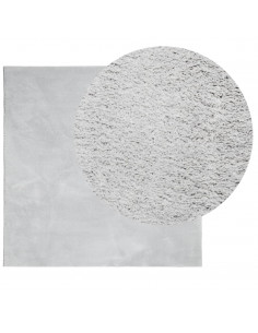 Tappeto a Pelo Corto HUARTE Morbido e Lavabile Grigio 120x120cm 2