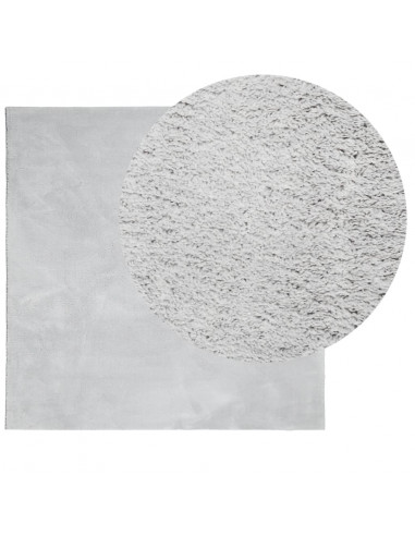 Tappeto a Pelo Corto HUARTE Morbido e Lavabile Grigio 120x120cm