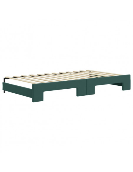 Divano Letto Estraibile Cassetti Verde Scuro 100x200cm Velluto